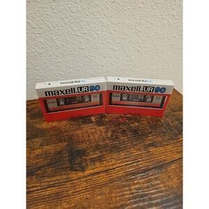 Maxell Audio Cassette Normal Bias UR 90 Minute Blank FACTORY SEALED x2